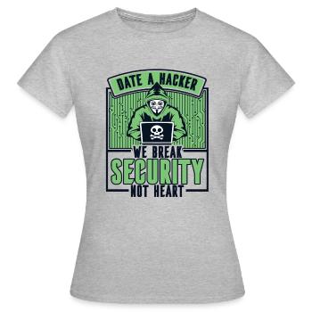Date Hacker Nous brisons la sécurité Pas le phishing cardiaque - T-shirt Femme - gris chiné - Devant - AI Model Female 172 dark (172cm)