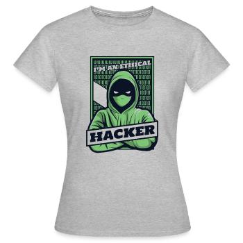 I'm An Ethical Hacker Social Engineering Phishing - Frauen T-Shirt - Grau meliert - Vorne - AI Model Female 172 dark (172cm)