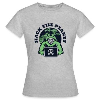 Hack The Planet Phishing Sniffer Social - T-shirt Femme - gris chiné - Devant - AI Model Female 172 dark (172cm)