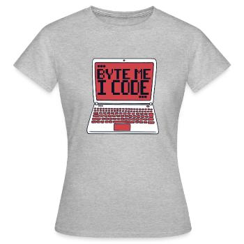 Byte Me I Code Developer Software Developer - T-shirt Femme - gris chiné - Devant - AI Model Female 172 dark (172cm)