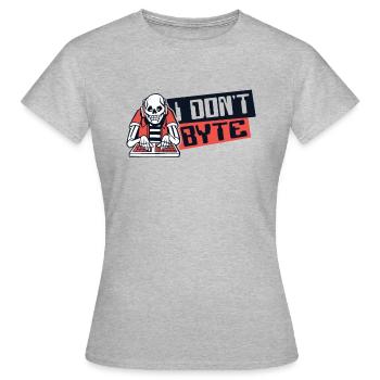 I Don't Byte Softwareingenieur Developer Coder - Frauen T-Shirt - Grau meliert - Vorne - AI Model Female 172 dark (172cm)
