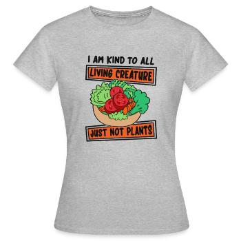 Ich bin nett zu allen Lebewesen Veganer Veganer - Frauen T-Shirt - Grau meliert - Vorne - AI Model Female 172 dark (172cm)