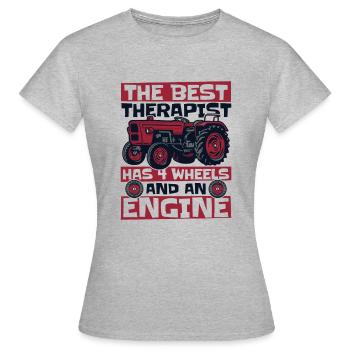The Best Therapist Has 4 Wheels Bauer Biobauer - Women's T-Shirt - heather grey - Front - AI Model Female 172 dark (172cm)