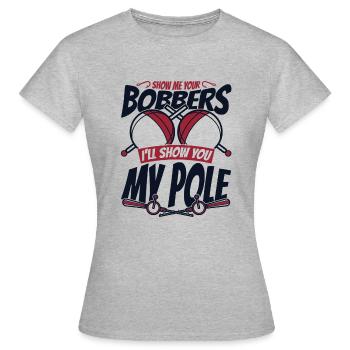 Montrez-moi vos bobbers pêche en haute mer pêcheur à la mouche - T-shirt Femme - gris chiné - Devant - AI Model Female 172 dark (172cm)