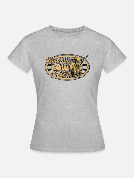 Highland Cow Lover Highland Cow Breeder Highland - T-shirt dam - gråmelerad