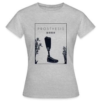 Prothese Chinesisches Hanzi künstliche Beine Benutzerbein - Frauen T-Shirt - Grau meliert - Vorne - AI Model Female 172 dark (172cm)