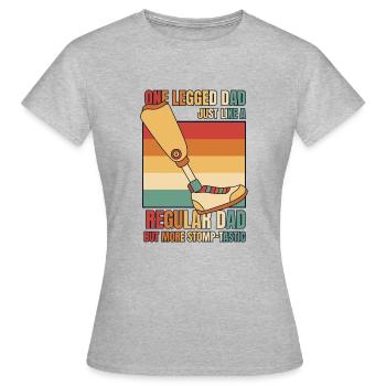 Einbeiniger Vater genau wie ein normaler Vater Benutzerbein - Frauen T-Shirt - Grau meliert - Vorne - AI Model Female 172 dark (172cm)
