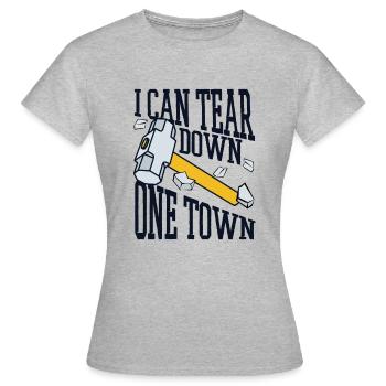 Ich kann ein Bauwerk in der Stadt abreißen - Frauen T-Shirt - Grau meliert - Vorne - AI Model Female 172 dark (172cm)