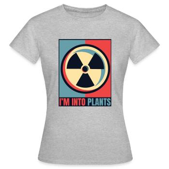 Ich interessiere mich für Anlagen, Energie, Uran, Betreiber, Kernenergie - Frauen T-Shirt - Grau meliert - Vorne - AI Model Female 172 dark (172cm)