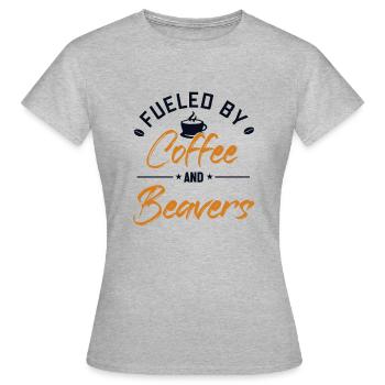 Angetrieben von Kaffee und Bibern Nordamerika - Frauen T-Shirt - Grau meliert - Vorne - AI Model Female 172 dark (172cm)