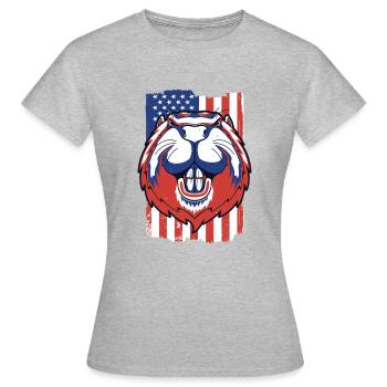 Biber Amerikanische Flagge Eurasischer Castor Canadensis - Frauen T-Shirt - Grau meliert - Vorne - AI Model Female 172 dark (172cm)