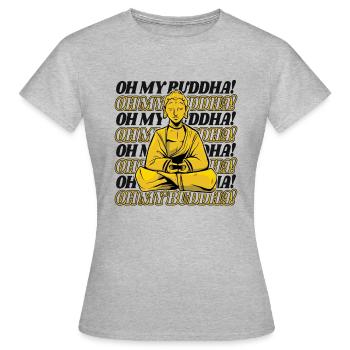 Oh My Buddha Bouddha Statue Symbole Prêtre - T-shirt Femme - gris chiné - Devant - AI Model Female 172 dark (172cm)