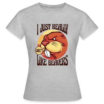 J’aime vraiment les castors d’Amérique du Nord - T-shirt Femme - gris chiné - Devant - AI Model Female 172 dark (172cm)