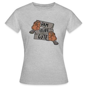 Dam You're Cute Castor Canadensis Nordamerika - Frauen T-Shirt - Grau meliert - Vorne - AI Model Female 172 dark (172cm)