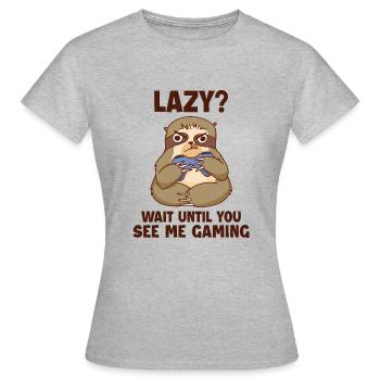 Warte, bis du mich beim Spielen mit brauner Kehle siehst - Frauen T-Shirt - Grau meliert - Vorne - AI Model Female 172 dark (172cm)