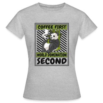 Café Première Domination du Monde Deuxième Panda Ours - T-shirt Femme - gris chiné - Devant - AI Model Female 172 dark (172cm)