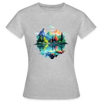 Ruhige Landschaft Ruhig Beschauliche Natur Im Freien - Frauen T-Shirt - Grau meliert - Vorne - AI Model Female 172 dark (172cm)