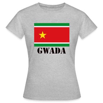Gwada - Guadeloupe - T-shirt Femme - gris chiné - Devant - AI Model Female 172 dark (172cm)