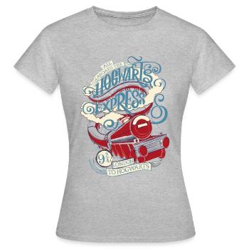 Harry Potter Hogwarts Express - Frauen T-Shirt - Grau meliert - Vorne - AI Model Female 172 dark (172cm)