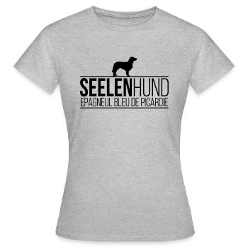Epagneul Bleu de Picardie Seelenhund Hunde - Frauen T-Shirt - Grau meliert - Vorne - AI Model Female 172 dark (172cm)
