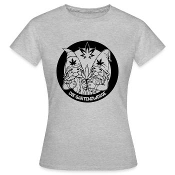 Kiffer Gartenzwerge mit Hanfblatt - Frauen T-Shirt - Grau meliert - Vorne - AI Model Female 172 dark (172cm)
