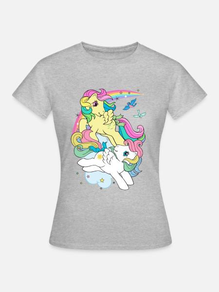 My Little Pony Retro Pony's Met Gekleurde Manen - Dame-T-shirt - grå meleret