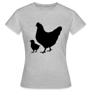 Silhouette de famille poulet et poulet poussin - T-shirt Femme - gris chiné - Devant - AI Model Female 172 dark (172cm)