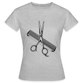 icône de styliste peigne ciseaux - T-shirt Femme - gris chiné - Devant - AI Model Female 172 dark (172cm)