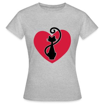 Katzendame - Dame aux chats - Dame de chat - T-shirt Femme - gris chiné - Devant - AI Model Female 172 dark (172cm)