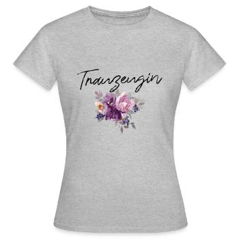 Trauzeugin - Junggesellinnenabschied lila Blumen - Frauen T-Shirt - Grau meliert - Vorne - AI Model Female 172 dark (172cm)