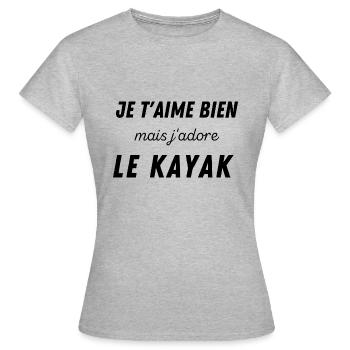 je t'aime bien mais j'ai kayak rameur - T-shirt Femme - gris chiné - Devant - AI Model Female 172 dark (172cm)