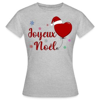 Joyeux Noel Weihnachtsfeier Frankreich - Frauen T-Shirt - Grau meliert - Vorne - AI Model Female 172 dark (172cm)