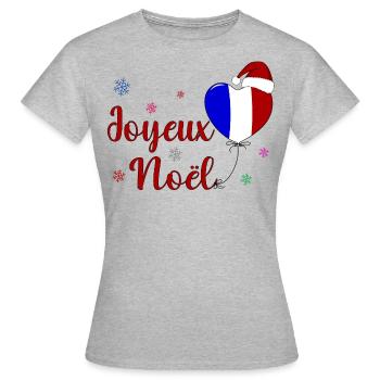 Joyeux Noel Weihnachten Frankreich Flagge - Frauen T-Shirt - Grau meliert - Vorne - AI Model Female 172 dark (172cm)
