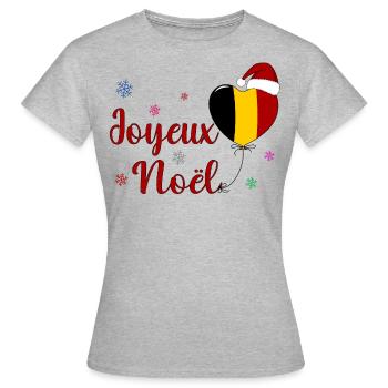 Joyeux Noel Weihnachten Belgien Flagge - Frauen T-Shirt - Grau meliert - Vorne - AI Model Female 172 dark (172cm)