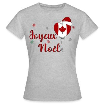Joyeux Noel Kanada Flagge Herz - Frauen T-Shirt - Grau meliert - Vorne - AI Model Female 172 dark (172cm)
