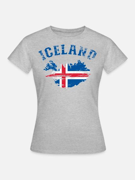 Carte murale de l’Islande Drapeau utilisé - T-shirt Femme - gris chiné