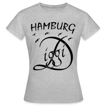 Anker, Hamburg, Diggi, Möven - Frauen T-Shirt - Grau meliert - Vorne - AI Model Female 172 dark (172cm)
