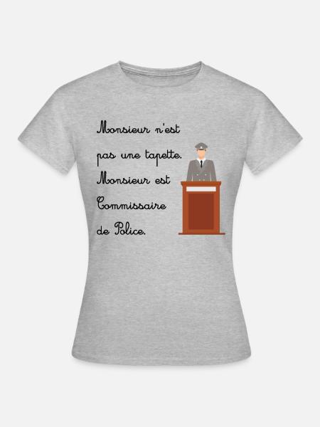 message humoristique commissaire de police - T-shirt Femme - gris chiné