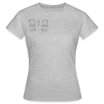 Verliebte Kakteen - Frauen T-Shirt - Grau meliert - Vorne - AI Model Female 172 dark (172cm)