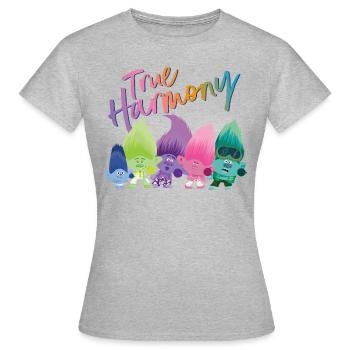 Trolls True Harmony Viele Bunte Trolls - Frauen T-Shirt - Grau meliert - Vorne - AI Model Female 172 dark (172cm)