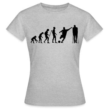 Evolution Fußball Bein Fuß gebrochen Foul Geschenk - Frauen T-Shirt - Grau meliert - Vorne - AI Model Female 172 dark (172cm)