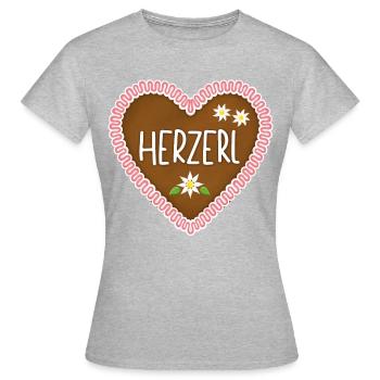 Herzerl Lebkuchenherz - Frauen T-Shirt - Grau meliert - Vorne - AI Model Female 172 dark (172cm)