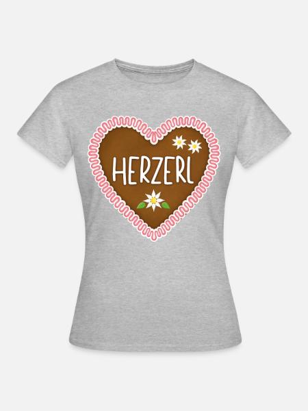Herzerl Lebkuchenherz - Frauen T-Shirt - Grau meliert