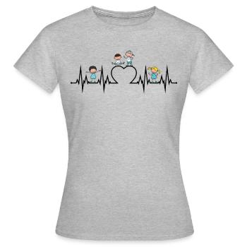 Herzschlag Herz EKG Kinder Liebe Erzieher Beruf sw - Frauen T-Shirt - Grau meliert - Vorne - AI Model Female 172 dark (172cm)