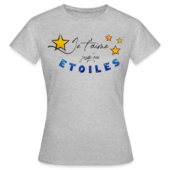 Etoiles d'amour - T-shirt Femme - gris chiné - Devant - AI Model Female 172 dark (172cm)