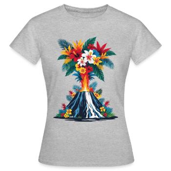 Éruption volcanique avec des fleurs colorées - T-shirt Femme - gris chiné - Devant - AI Model Female 172 dark (172cm)