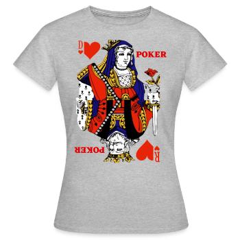 Poker dame de coeur roi de carreau - T-shirt Femme - gris chiné - Devant - AI Model Female 172 dark (172cm)