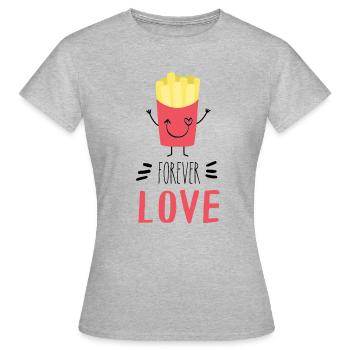 frites - frites - amour - T-shirt Femme - gris chiné - Devant - AI Model Female 172 dark (172cm)