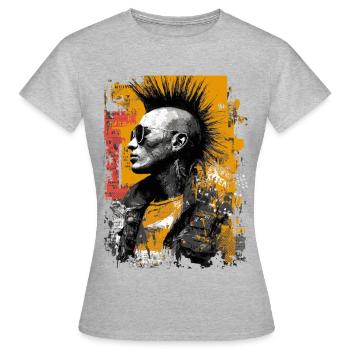 Punk with mohawk - Women's T-Shirt - heather grey - Front - AI Model Female 172 dark (172cm)