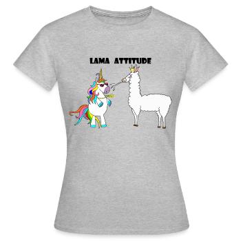 Licorne et lama - T-shirt Femme - gris chiné - Devant - AI Model Female 172 dark (172cm)